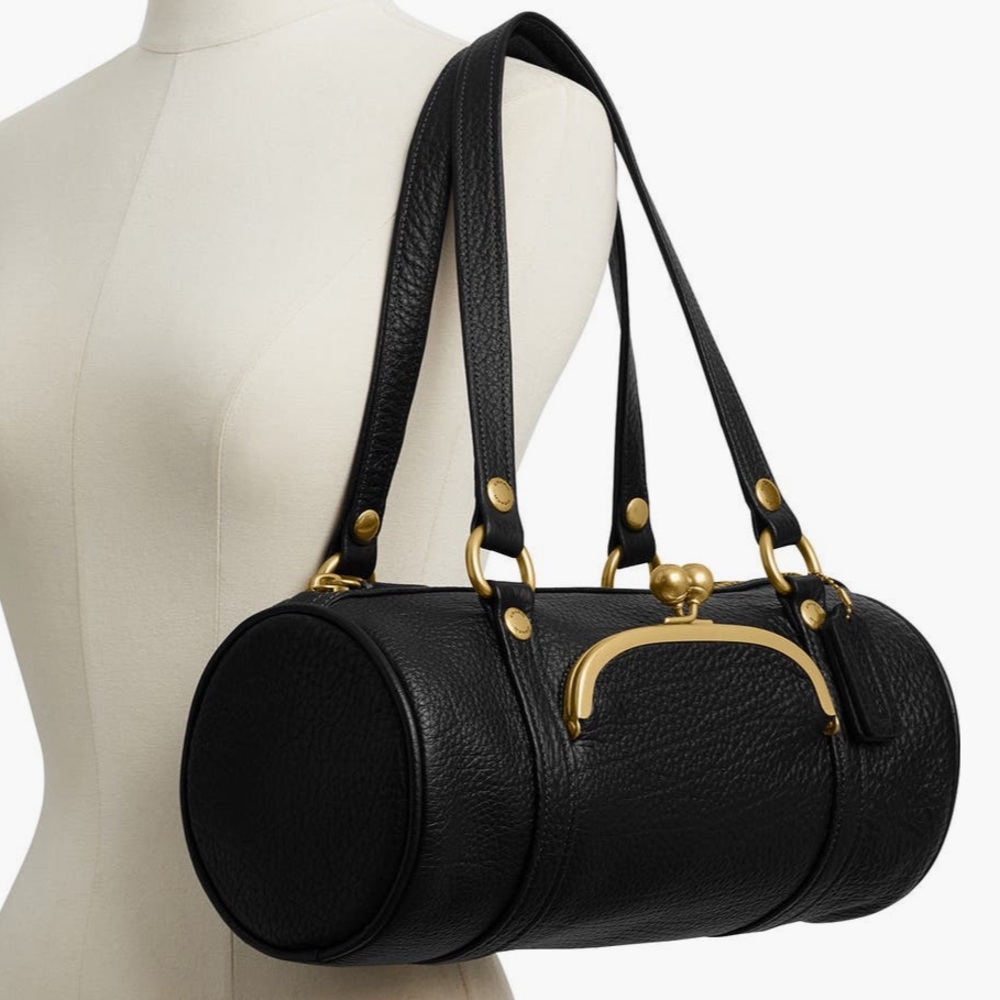 Coach Kisslock Barrel 36 pebbled leather black Large SOLD OUT